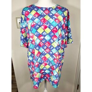 VTG Alfred Dunner STUNNER Kaleidoscope Print Tunic Top Women's 14 Harlequin BOLD